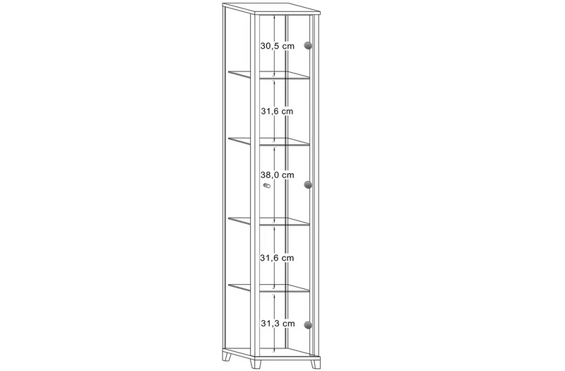4 Shelf 1 Door Display Cabinet - Black 1999440 (OpenBox- See T's & C's for details)