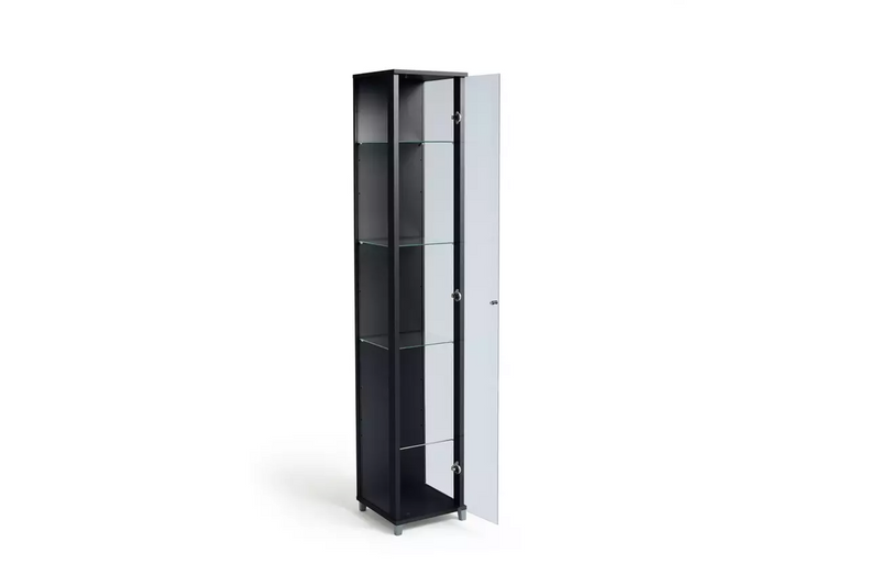 4 Shelf 1 Door Display Cabinet - Black 1999440 (OpenBox- See T's & C's for details)