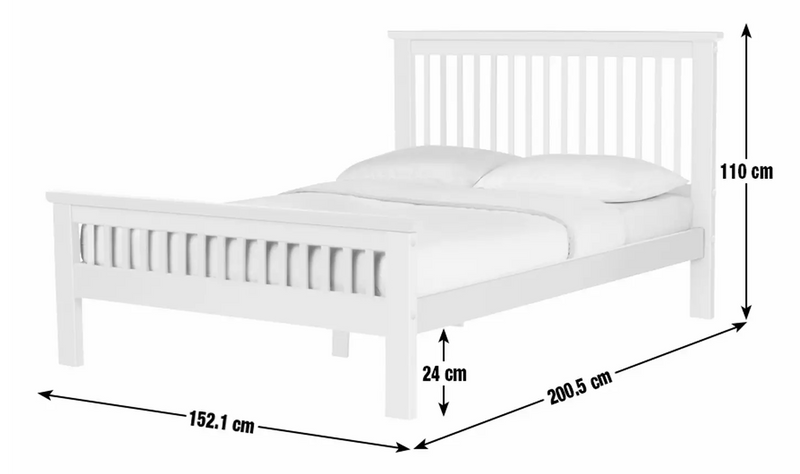 Aubrey Double Wooden Bed Frame - White 14637589 (OpenBox- See T's & C's for details)