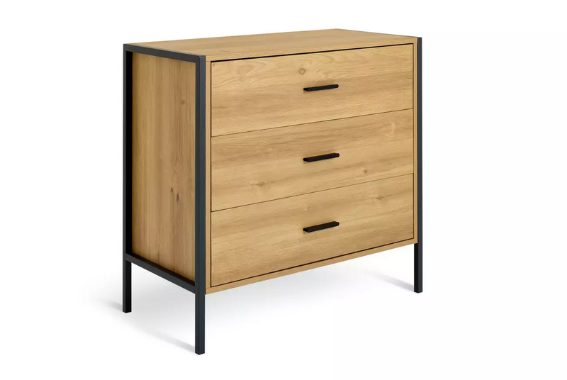 Loft Living 3 Drawer Chest - Oak 17898356 (OpenBox- See T's & C's for details)