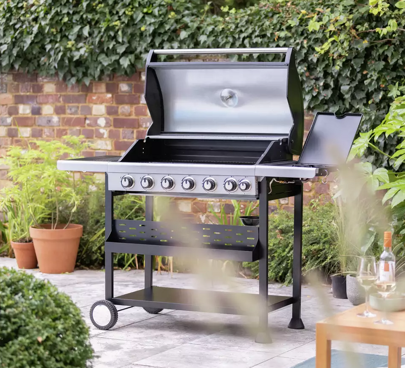 Premium 6 Burner Gas BBQ - Black 19647079 (OpenBox- See T's & C's for details)
