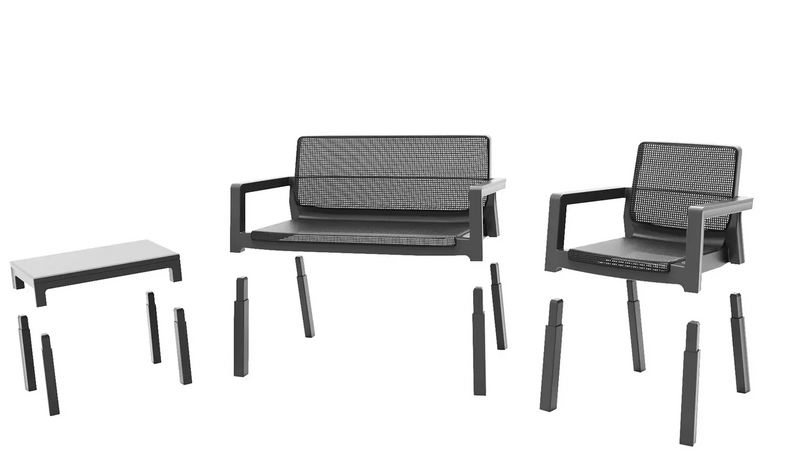 4 Seater Plastic Garden Sofa Set - Dark Grey 14524379 (OpenBox- See T's & C's for details)