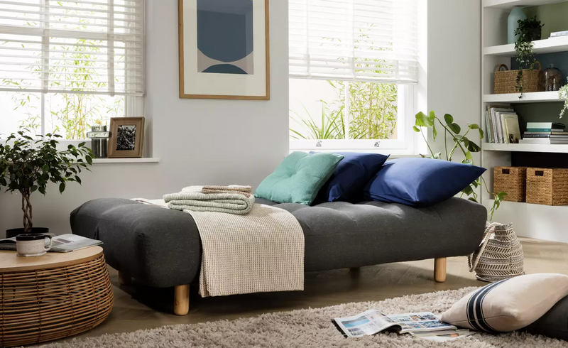 3 Seater Fabric Clic Clac Sofa Bed - Charcoal 15017737 (OpenBox- See T's & C's for details)