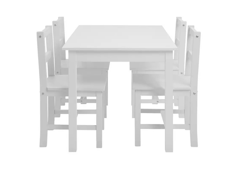 Raye White Dining Table & 4 White Chairs 13493580