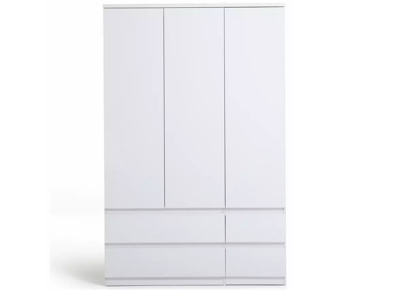 Jenson 3 Door 4 Drawer Wardrobe - White Gloss 17570715