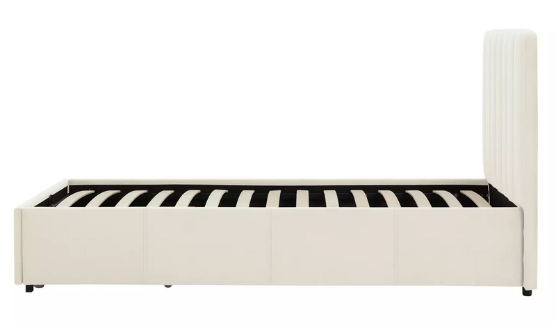 Pandora Single Drawer Storage Bed Frame - Cream 17440216