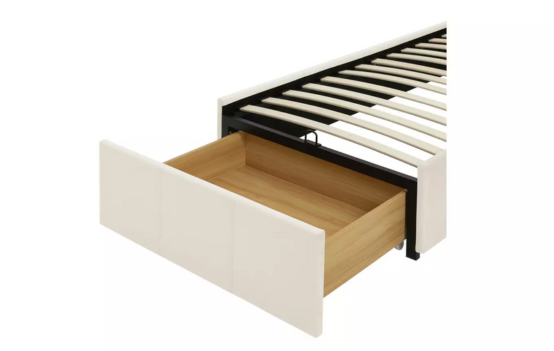 Pandora Single Drawer Storage Bed Frame - Cream 17440216
