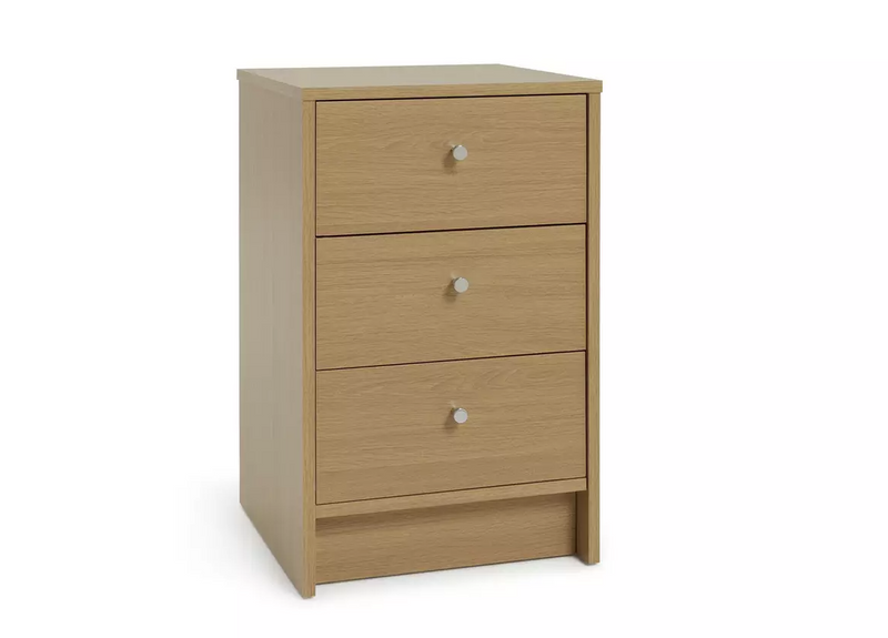 3 Drawer Bedside Table - Oak Effect 15410688