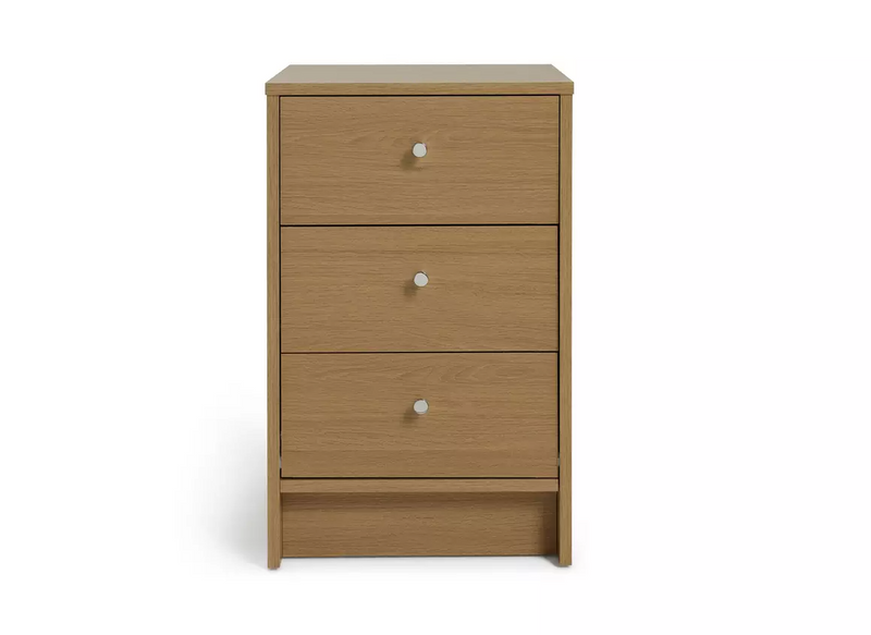 3 Drawer Bedside Table - Oak Effect 15410688