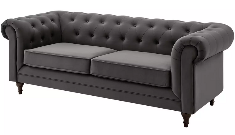 Chesterfield 3 Seater Velvet Sofa Bed - Charcoal 17314452 (OpenBox- See T's & C's for details)