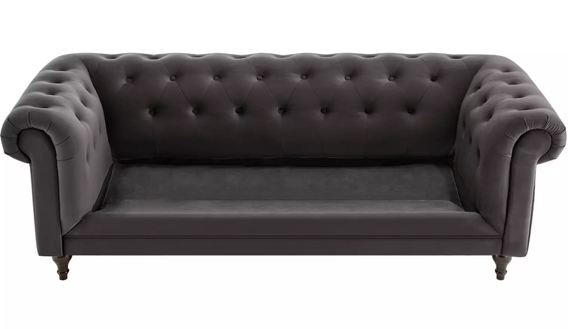 Chesterfield 3 Seater Velvet Sofa Bed - Charcoal 17314452 (OpenBox- See T's & C's for details)
