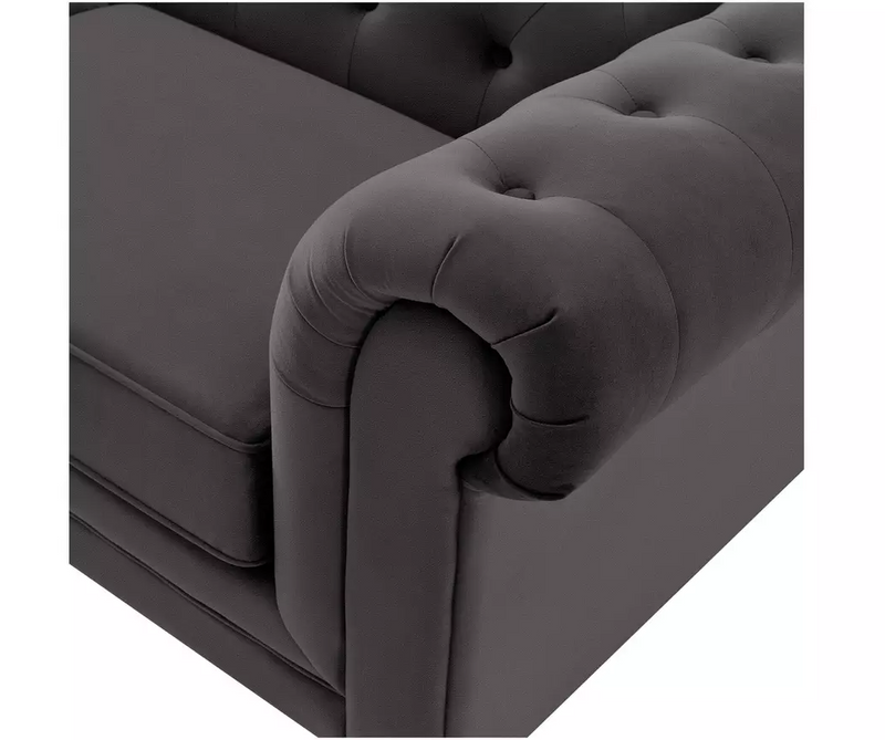 Chesterfield 3 Seater Velvet Sofa Bed - Charcoal 17314452 (OpenBox- See T's & C's for details)
