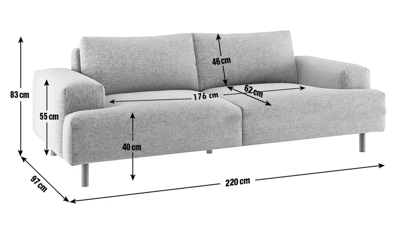 Julien Velvet 3 Seater Sofa - Natural 19520127 (OpenBox- See T's & C's for details)