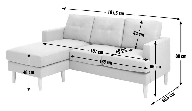 Home Joshua Fabric Reversible Chaise Corner Sofa-Charcoal 15797875 (OpenBox- See T's & C's for details)