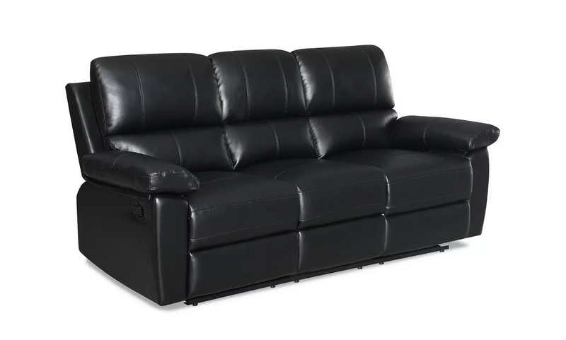 Home Toby Faux Leather 3 Seater Recliner Sofa - Black 18541224 (OpenBox- See T's & C's for details)