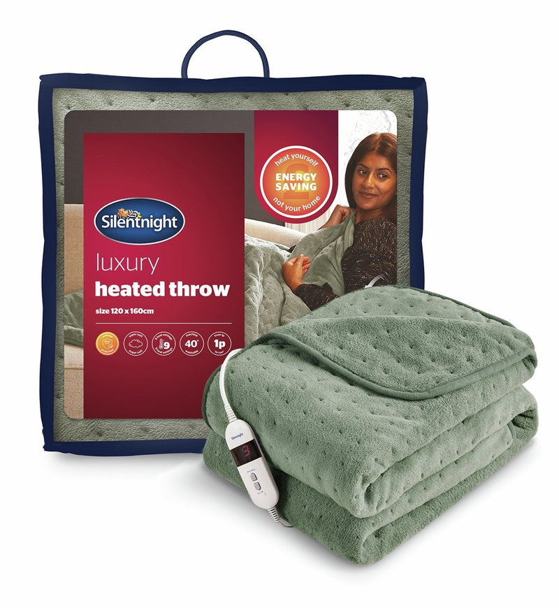 Silentnight Luxury Heated Throw - Sage Green 17700516 (Open Box- See T's & C's for details)