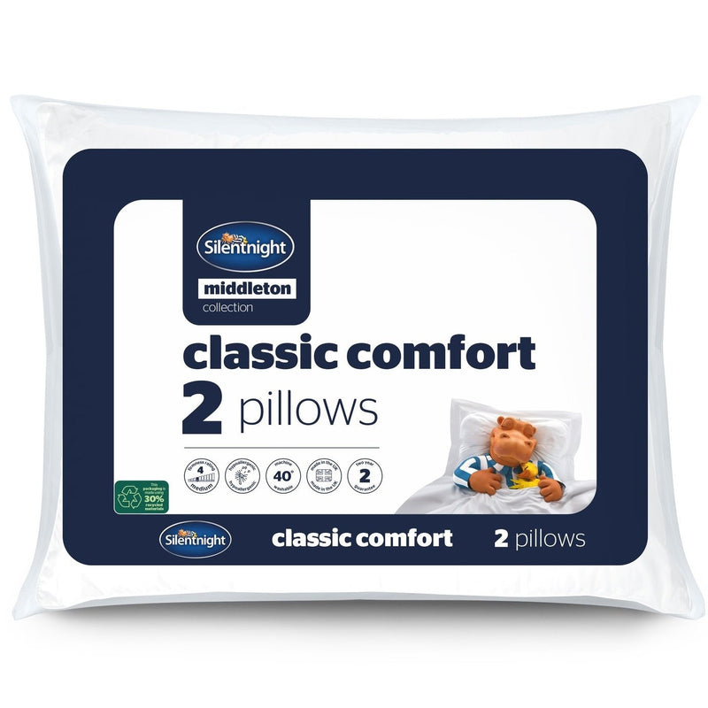 Silentnight Middleton Classic Comfort Medium Pillow - 2 Pack 13939996 (Open Box- See T's & C's for details)