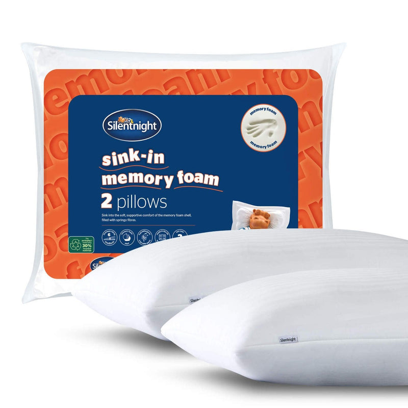 Silentnight Sink-In Memory Foam Medium Pillow 2-Pack 16182166 (Open Box- See T's & C's for details)