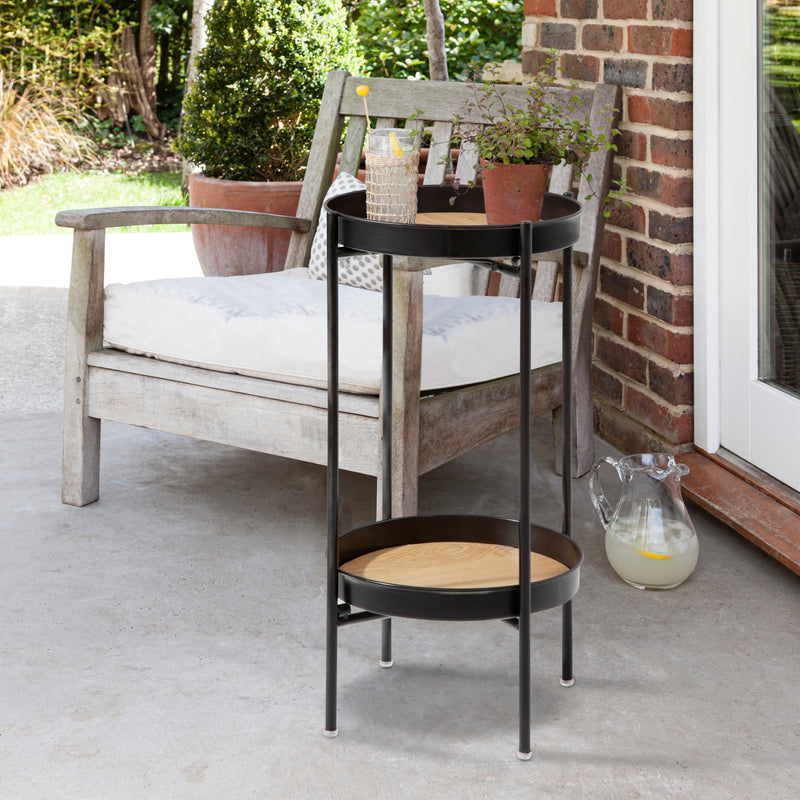 Solna Garden Patio Occasional Side Table in Black