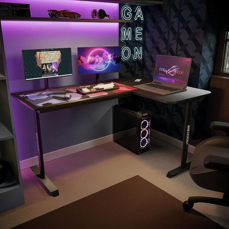 X Rocker Panther XL Reversible Corner Gaming Desk - Black 17511176 (Open Box- See T's & C's for details)