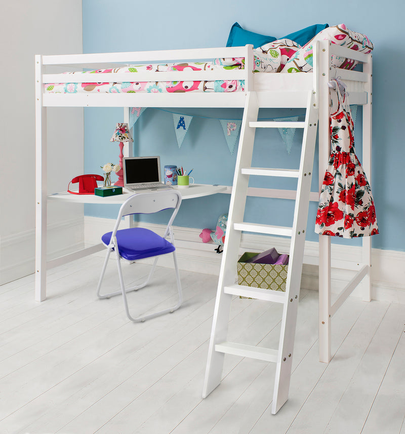 Thomas High Sleeper Cabin Bed with Desk in Classic White
