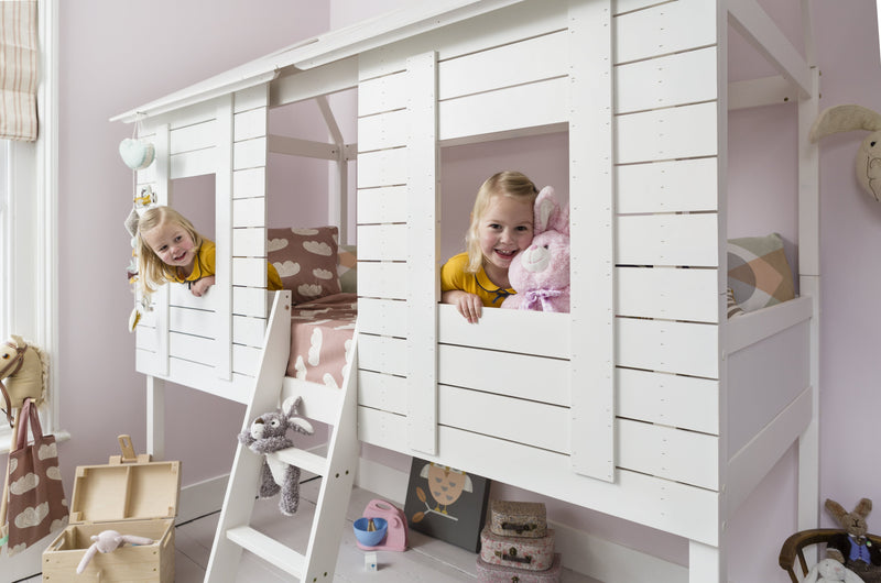 Christopher Treehouse Midsleeper Bed with Hans Windows in Classic White
