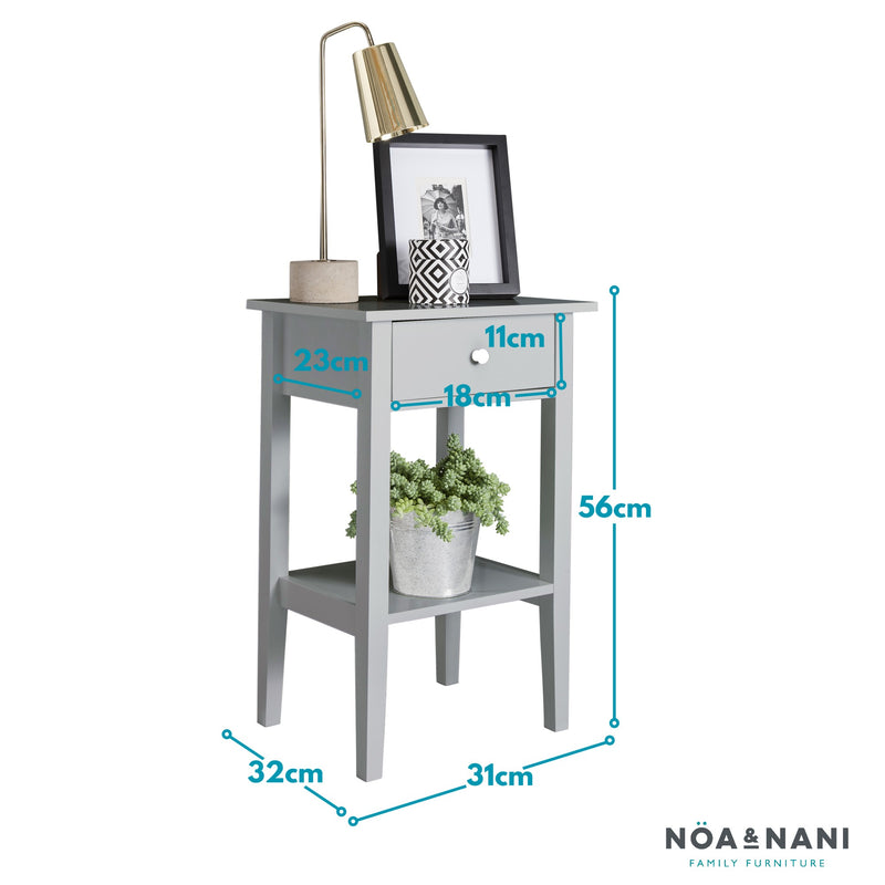 Trend Bedside Cabinet with Drawer in Silk Grey