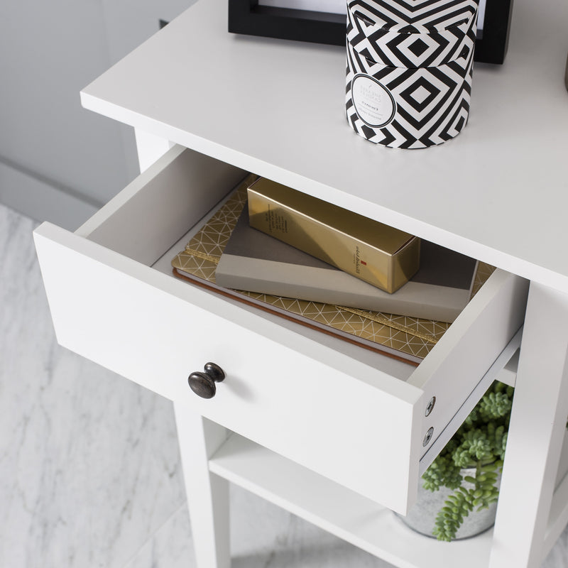 Trend Bedside Cabinet with Drawer in Classic White