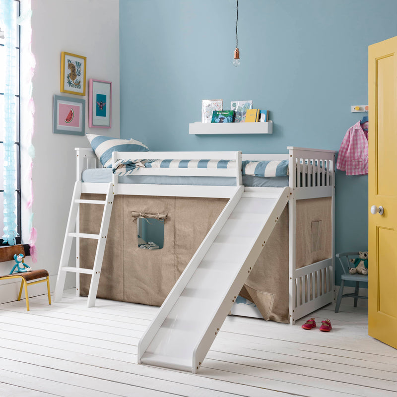 Canvas Playent for Tuva Low Bunk Bed with Bunk Underbed Slide in Natural