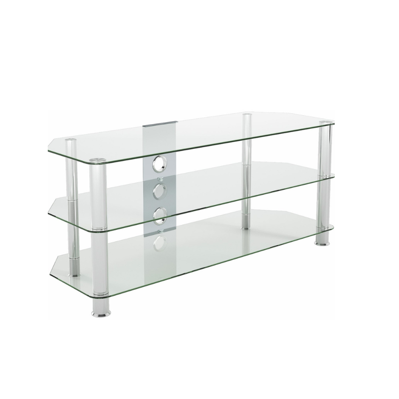 AVF Clear Glass Up to 55 Inch TV Stand - Silver 17121762 (Open Box- See T's & C's for details)