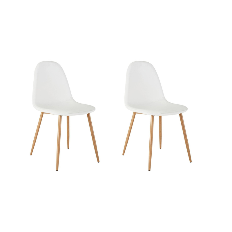 Habitat Beni Pair of Leather Effect Dining Chairs - White 18087441 (Open Box- See T's & C's for details)