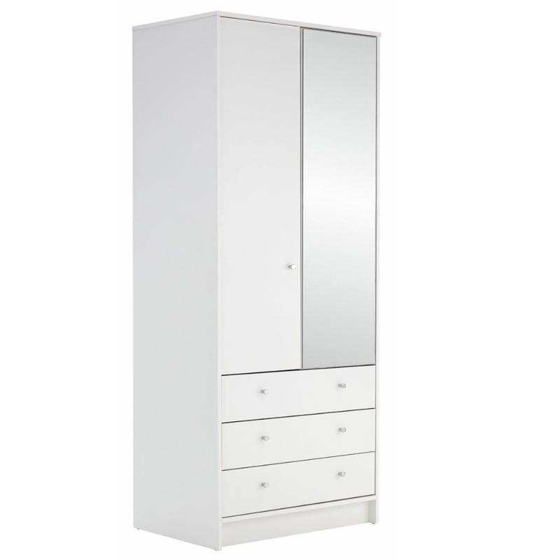 Malibu 2 Door 3 Drawer Mirror Wardrobe - Grey 19158764 (Open Box- See T's & C's for details)