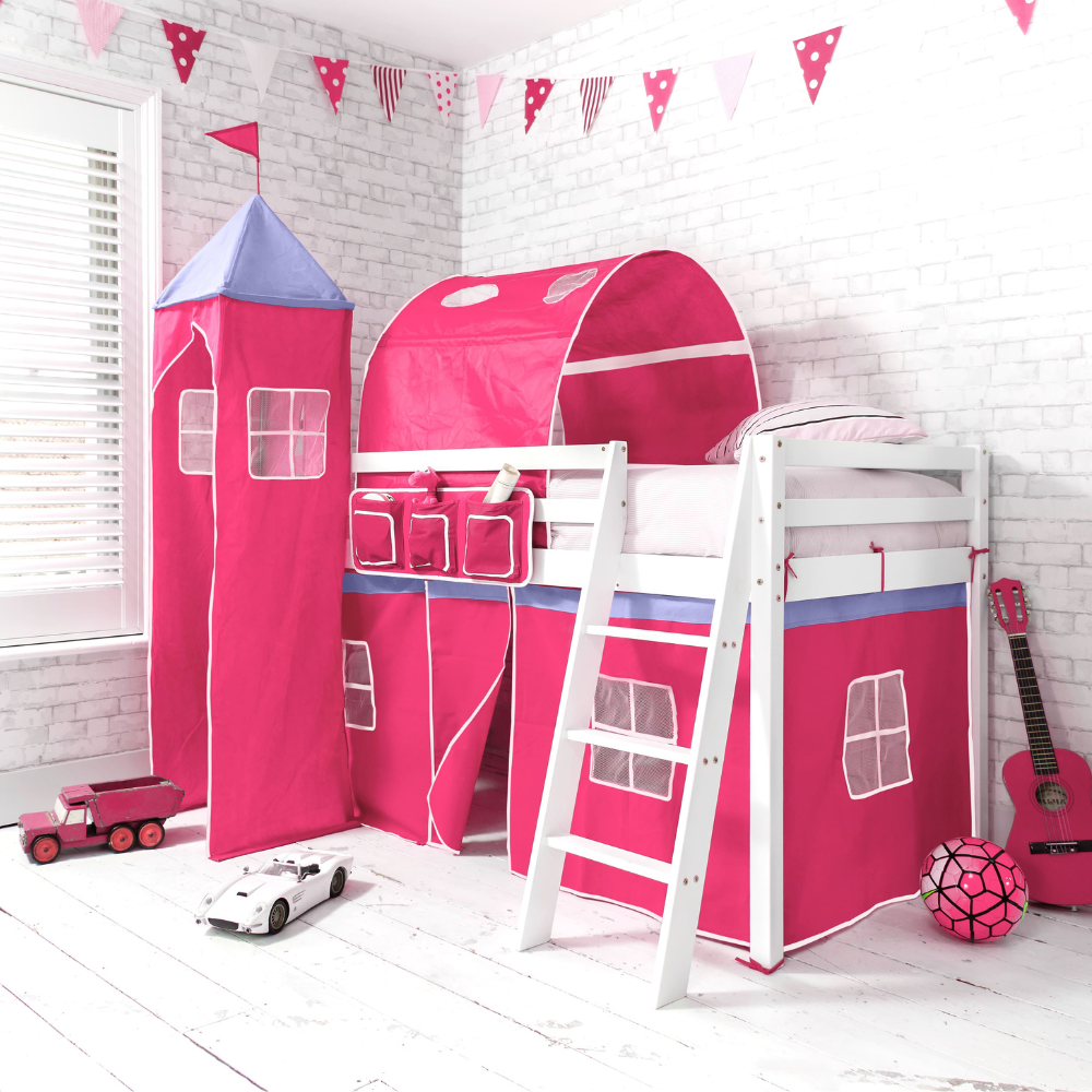 Moro Cabin Bed Midsleeper Cotton Pink Tent Tower & Tunnel Classic