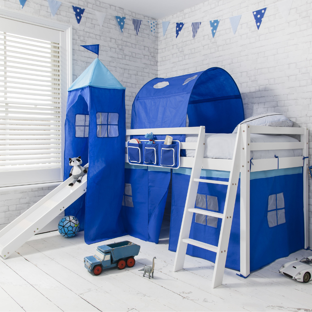 Moro Cabin Bed Midsleeper Slide & Blue NW Package Classic