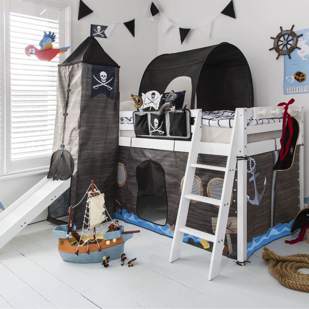 Moro Cabin Bed Midsleeper Slide & Pirate Hideaway Package Classic
