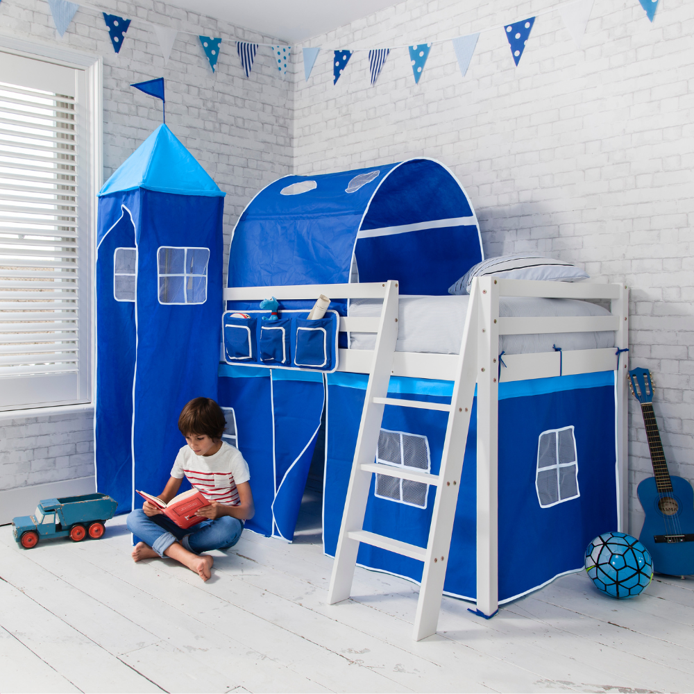 Moro Cabin Bed Ladder Brilliant Blue Cotton Tent Tower & Tunnel