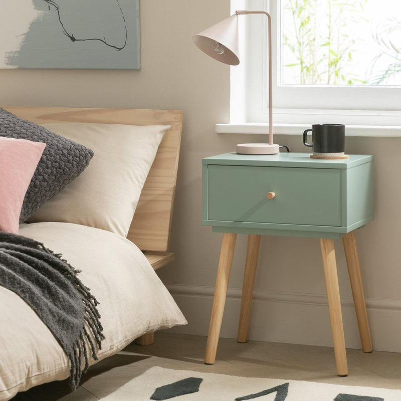 Habitat Otto 1 Drawer Bedside Table - Green 17126107 (Open Box- See T's & C's for details)
