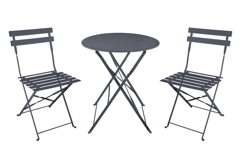 Lucerne Bistro Table & 2 Folding Chairs in Carbon