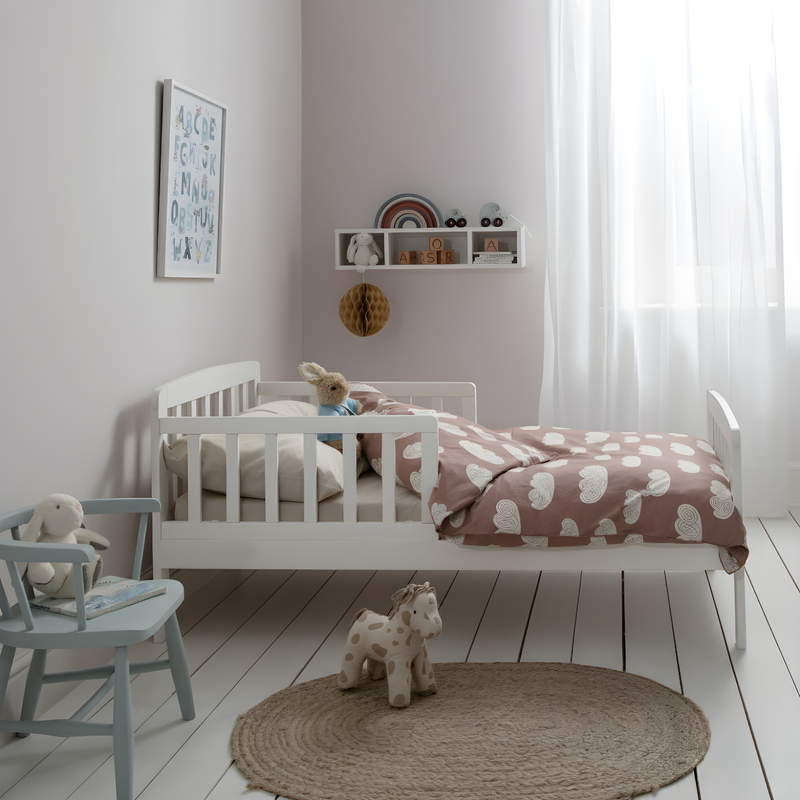 Juni Toddler Bed Solid Wood in Classic White