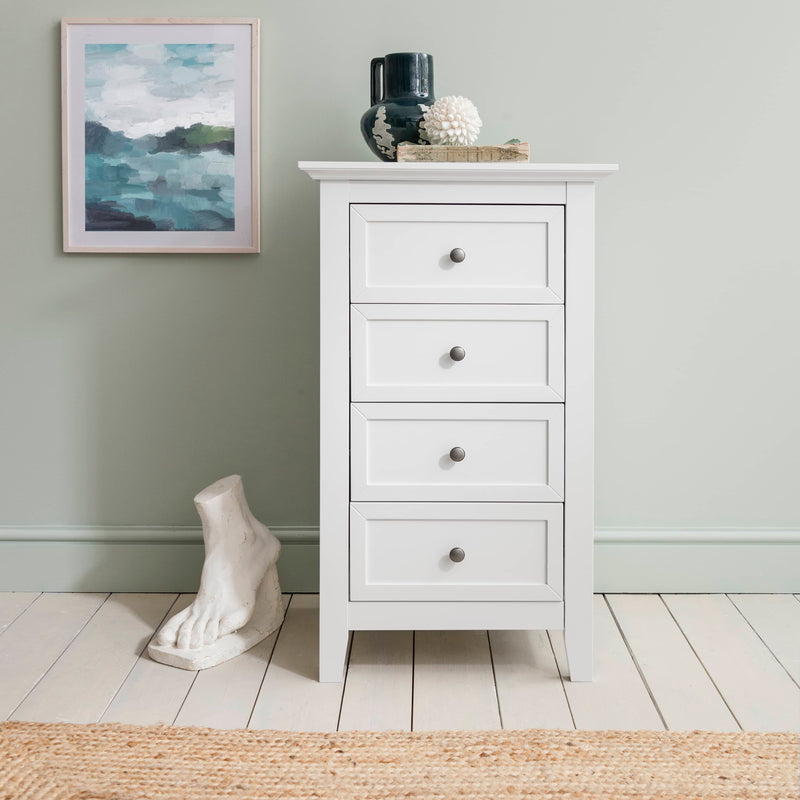 Karlstad Chest of Drawers 4 Drawer Tall in Classic White