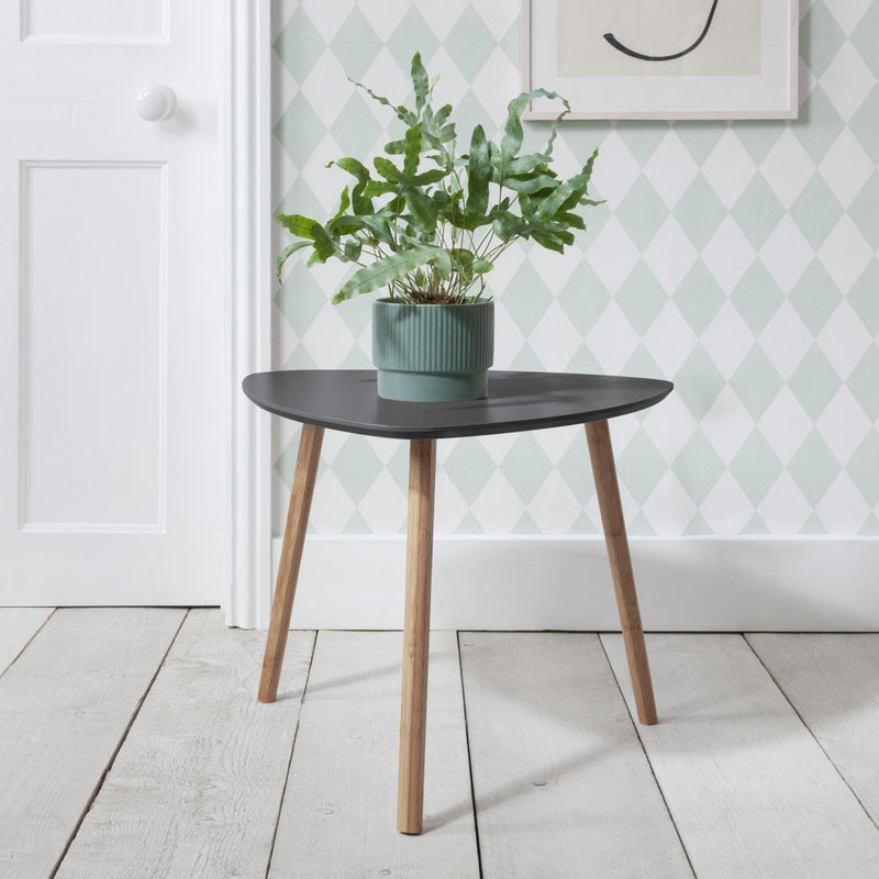 Malme Side Table Occasional Midsize in Dark Grey and Natural Pine
