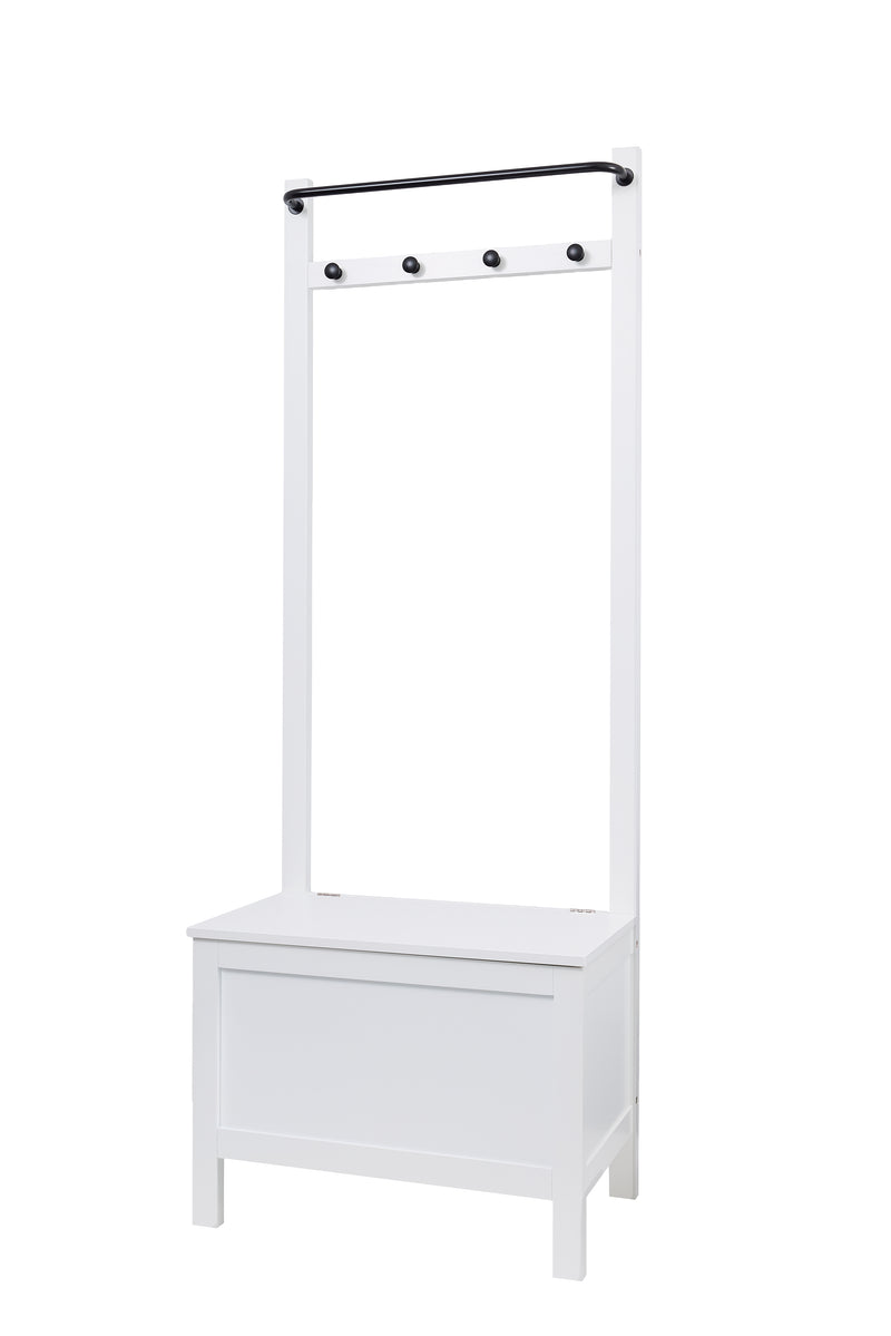 Karlstad Hallway Bench Shoe Storage and Coat Hook in Classic White