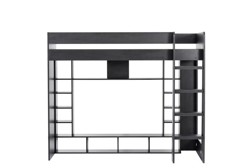 Leo High Sleeper Cabin Bed Gaming Den with Storage in Black