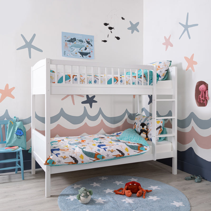 Lottie Bunk Bed With Straight Ladder in Classic White