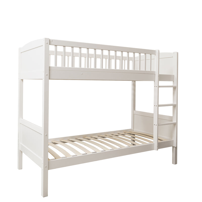 Lottie Bunk Bed With Straight Ladder in Classic White