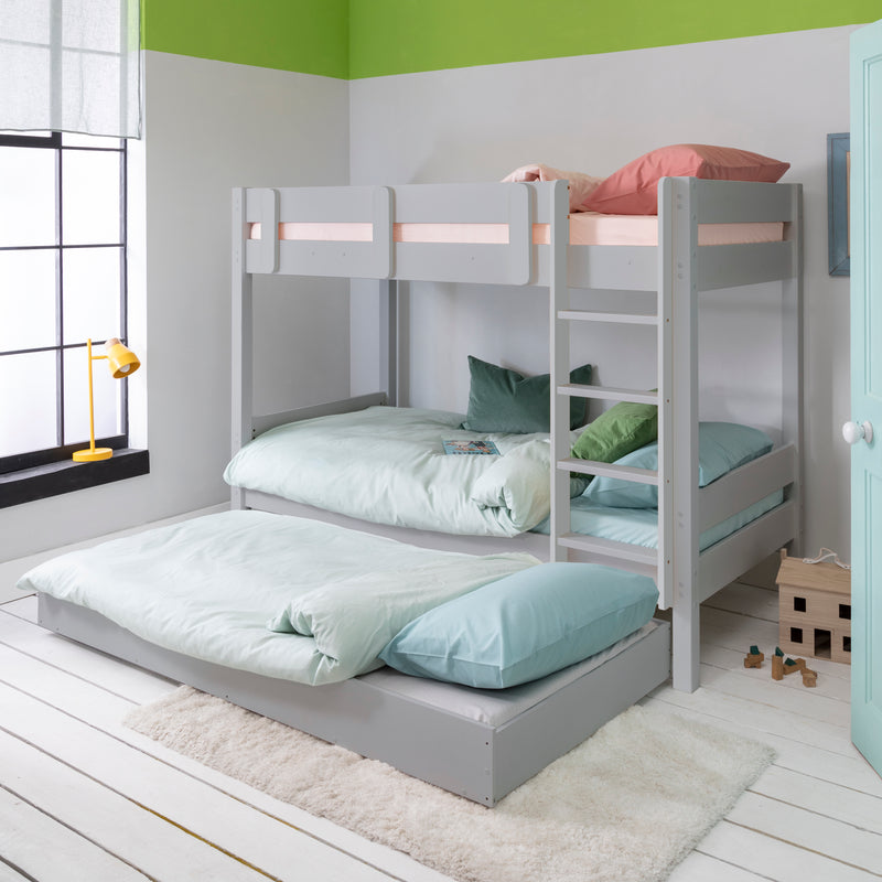 Una Bunk Bed Contemporary in Silk Grey with Olaf Trundle