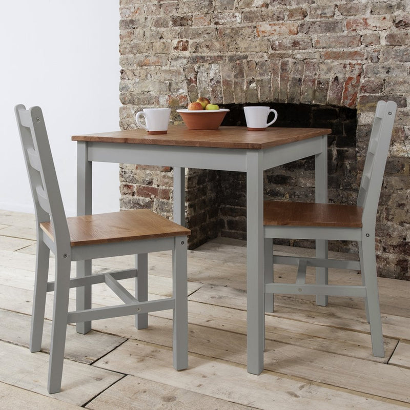 Annika Bistro Set Table with 2 Chairs in Grey and Natural Pine