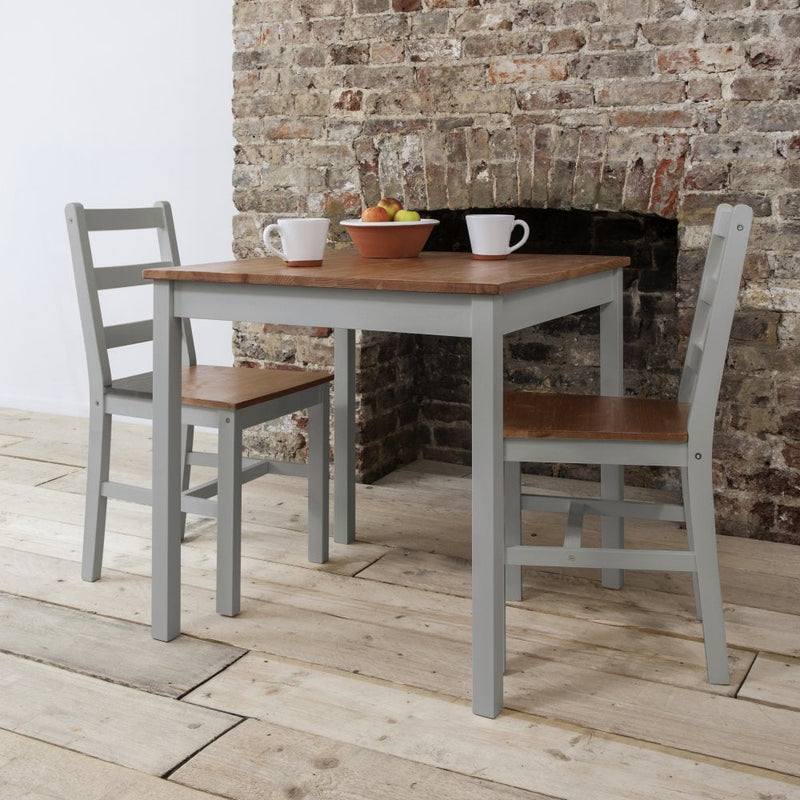 Annika Bistro Set Table with 2 Chairs in Grey and Natural Pine