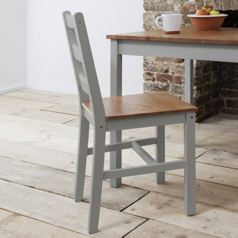 Annika Bistro Set Table with 2 Chairs in Grey and Natural Pine