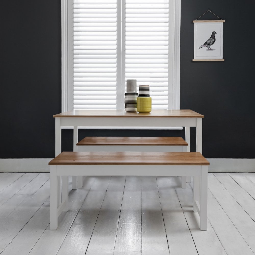 Annika Dining Table 2 Benches Dining Set Natural Pine &